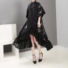 Panel Ruffle Asymmetrical Dress Black - One Size