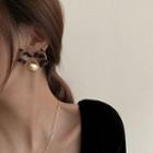 Bow Bead Dangle Earring 1 Pair - Silver Pin - Gold - One Size