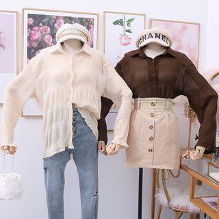 Loose-fit Pleated Chiffon Shirt