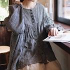 Gingham Blouse Beige & Black - One Size