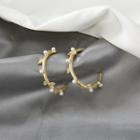 Faux Pearl Hoop Earring 1 Pair - 925 Silver Stud Earrings - One Size
