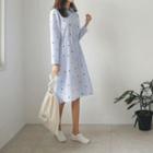 Drawstring-waist Heart Pattern Shirtdress
