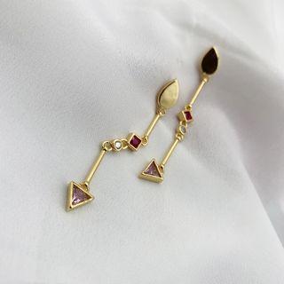 Rhinestone Drop Earring 1 Pair - Drop Earrings - Gold - One Size