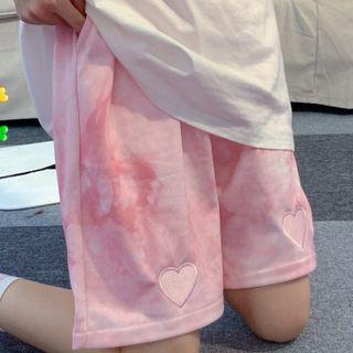Heart Embroidered Knit Shorts