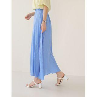 Silky Dotted Maxi Flare Skirt