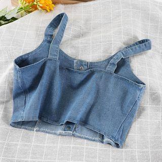 Spaghetti Strap Denim Top Blue - One Size