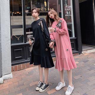 Ribbon Frill Trim Midi Sweater Dress