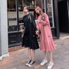 Ribbon Frill Trim Midi Sweater Dress
