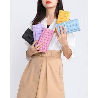 Ruched Faux Leather Long Wallet