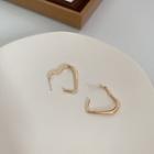 Heart Alloy Earring 1 Pair - Stud Earring - S925 Silver Needle - Heart - Gold - One Size