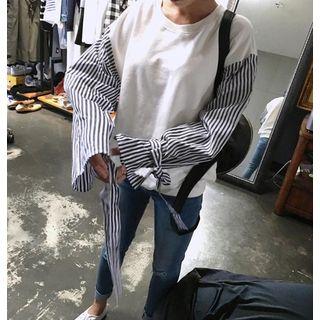 Pinstriped Panel Top White - One Size