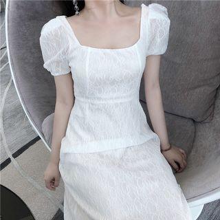 Square-neck Lace Midi Dress