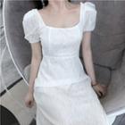 Square-neck Lace Midi Dress