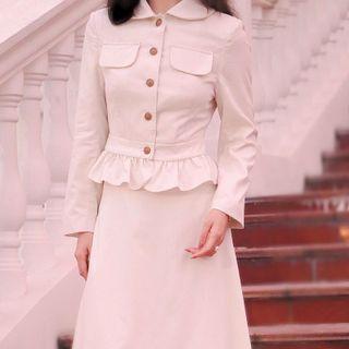 Peplum Blouse / A-line Midi Skirt / Set