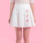 Heart Embroidered Flared Mini Skirt