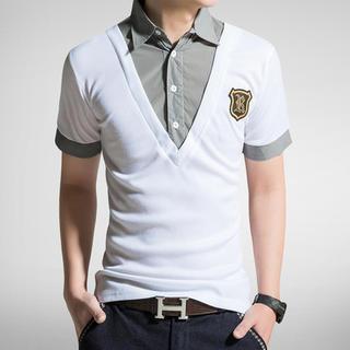 Short-sleeve Inset Shirt Top