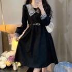 Argyle Collar Panel Midi A-line Dress