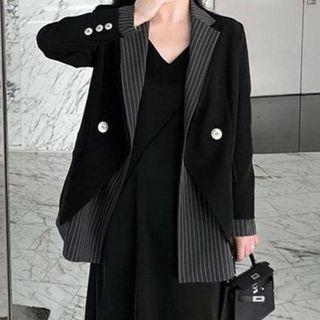 Striped Panel Mock Two Piece Blazer