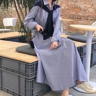 Long-sleeve Midi Shirt Dress / Shawl