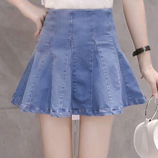 Mini Pleated Denim Skirt
