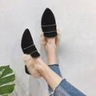 Faux-fur Trim Studded Loafers