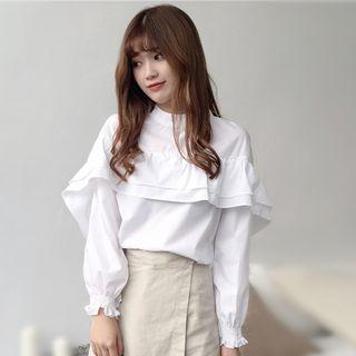 Ruffle Mock Neck Blouse