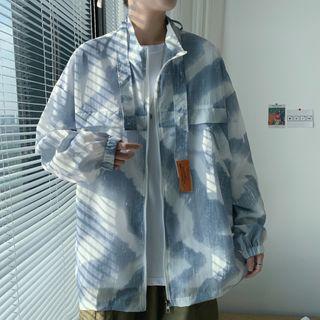 Long-sleeve Gradient Printed Zipped Jacket