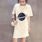 Short-sleeve Sequin Mini T-shirt Dress