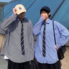 Couple Matching Shirt With Striped Neck Tie