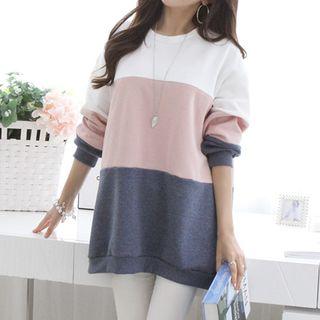 Three-tone Long Thick Sweatshirt