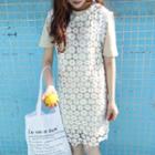 Set : Lace Sleeveless Dress + Short-sleeve T-shirt Dress