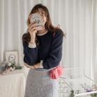 Lace-trim Ribbed T-shirt
