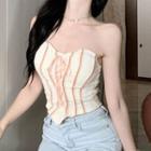 Strapless Striped Lace Top