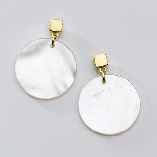 925 Sterling Silver Shell Disc Dangle Earring 1 Pair - 925 Sterling Silver Earring - One Size