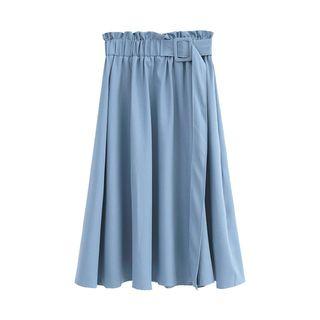 Belt-waist A-line Maxi Skirt