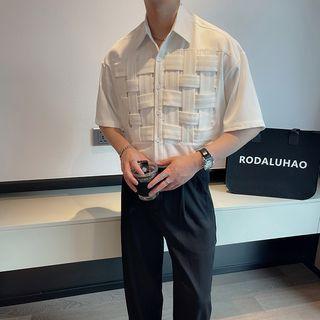 Elbow-sleeve Woven Panel Shirt