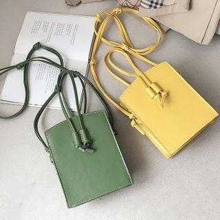 Faux Leather Drawstring Crossbody Bag