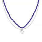 Beaded Flower Pendant Necklace Blue - One Size