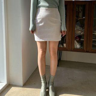 Basic Zip-side Pencil Miniskirt