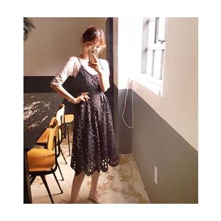 Spaghetti-strap Lace A-line Dress