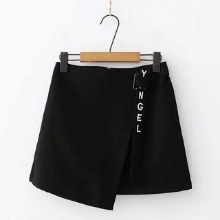 Lettering Embroidered Mini A-line Skirt