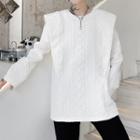Long-sleeve Cap-shoulder Embossed Sweatshirt