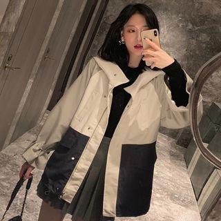 Color Panel Drawstring-cuff Hooded Jacket