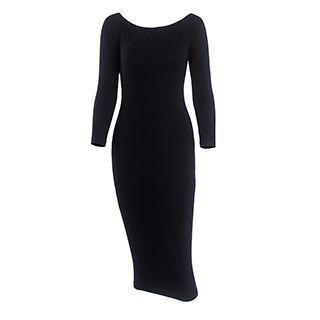 Ribbed Off-shoulder Dress