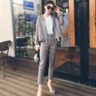 Set: Open Closure Knit Jacket + Pants