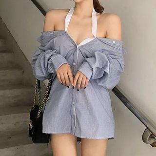 Striped Shirt Shirt - Stripes - Grayish Blue - One Size