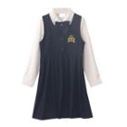 Plain Shirt / Bow Tie / Embroidered Overall Dress / Set