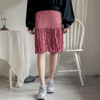 Band-waist Crinkled Skirt