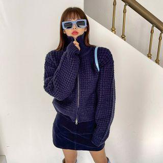 Waffle Woolen Zip-up Jacket