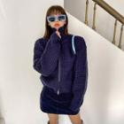 Waffle Woolen Zip-up Jacket